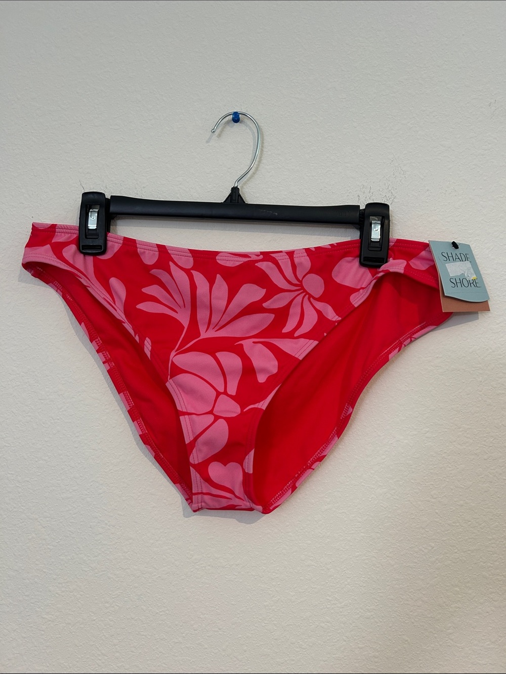 Shade & Shore Red and Pink Floral Hipster Bikini Bottom